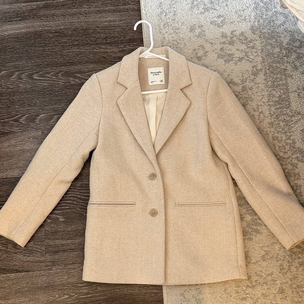 Abercrombie & Fitch Beige Herringbone Blazer